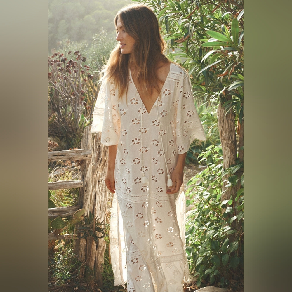 Spell Love Note Broderie Gown Dress Star White